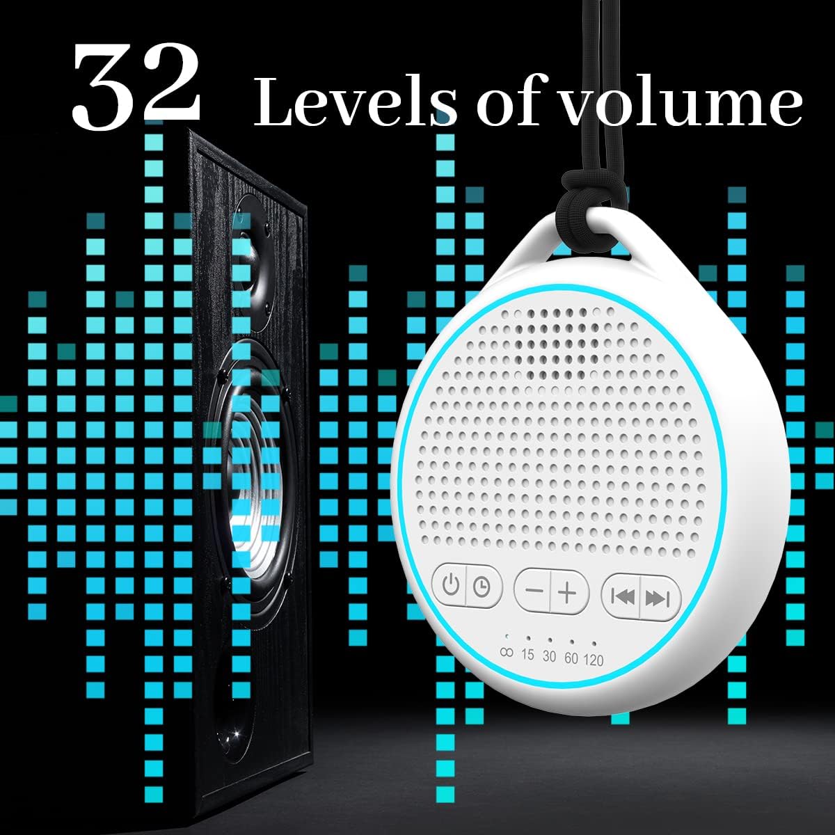 Premium White Noise Sound Machine – 25 Soothing Natural Sounds, Rechargeable Battery, Portable Design, 32 Volume Levels, 5 Timer Settings, Compact Size for All Ages (White-2024 Upgrade)